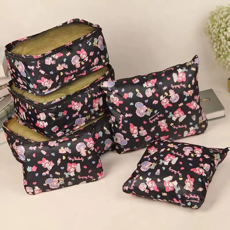 6pcs Sanrio hello kitty storage bag cartoon Melody travel bag storage bag clothing handbag coin purse card holder cosmetic bag