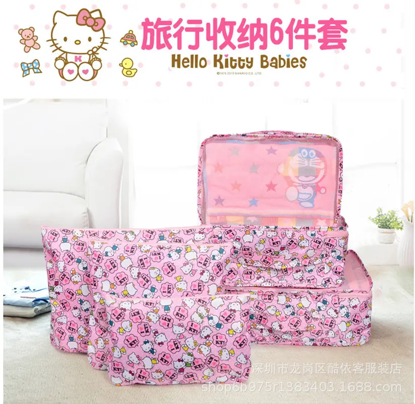 6pcs Sanrio hello kitty storage bag cartoon Melody travel bag storage bag clothing handbag coin purse card holder cosmetic bag