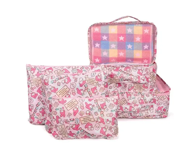 6pcs Sanrio hello kitty storage bag cartoon Melody travel bag storage bag clothing handbag coin purse card holder cosmetic bag