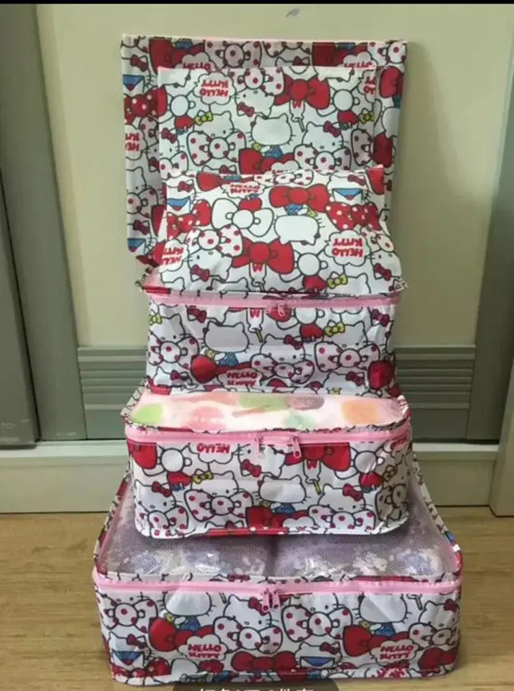 6pcs Sanrio hello kitty storage bag cartoon Melody travel bag storage bag clothing handbag coin purse card holder cosmetic bag