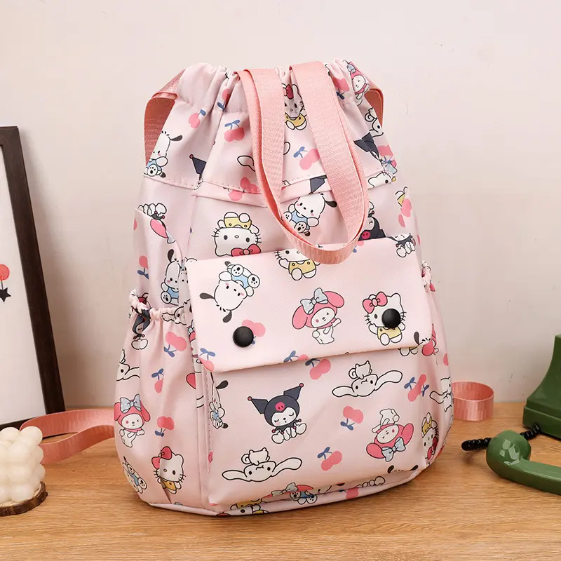 Sanrio men women kuromi fitness storage bag training Schoolbag drawstring basketball bag hello kitty travel sports backpack