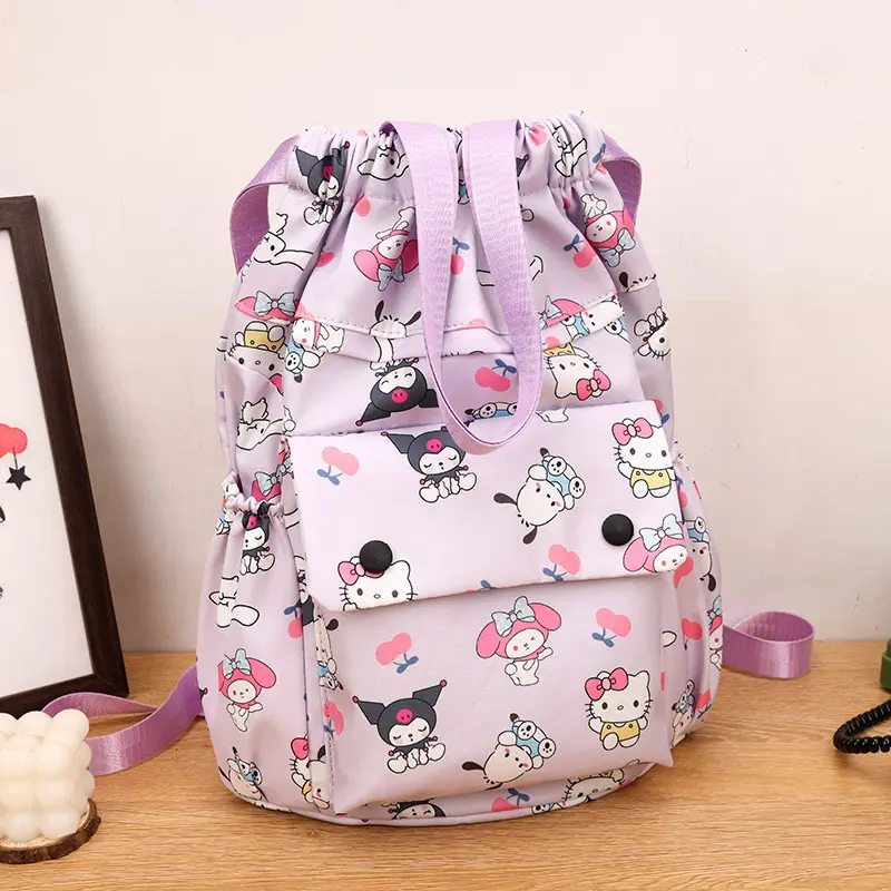 Sanrio men women kuromi fitness storage bag training Schoolbag drawstring basketball bag hello kitty travel sports backpack