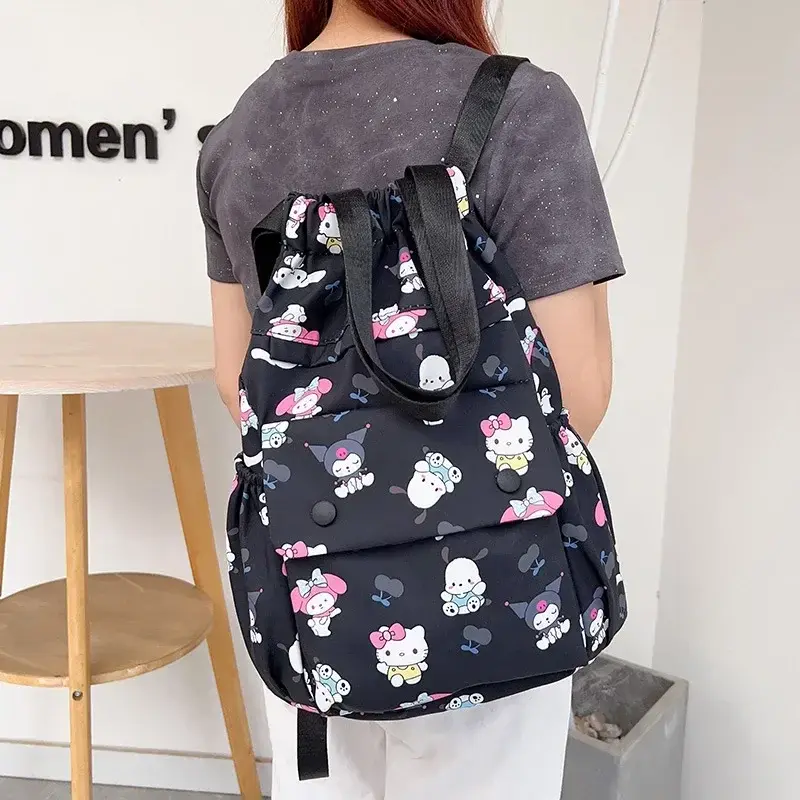 Sanrio men women kuromi fitness storage bag training Schoolbag drawstring basketball bag hello kitty travel sports backpack