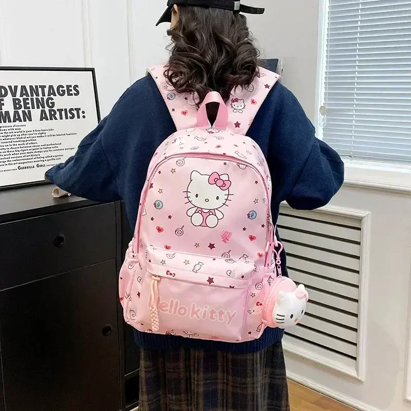 Sanrio hello kitty cute cartoon backpack new schoolbag kuromi student children high school travel storage bag handbag