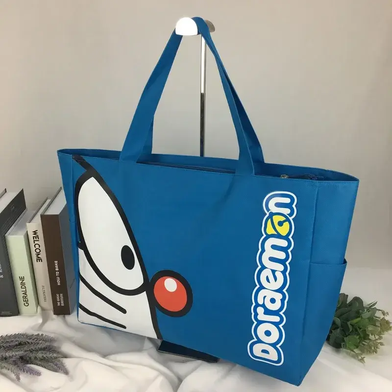 cute cartoon handbag tote Doraemon fashion canvas shoulder bag travel bag shopping bag