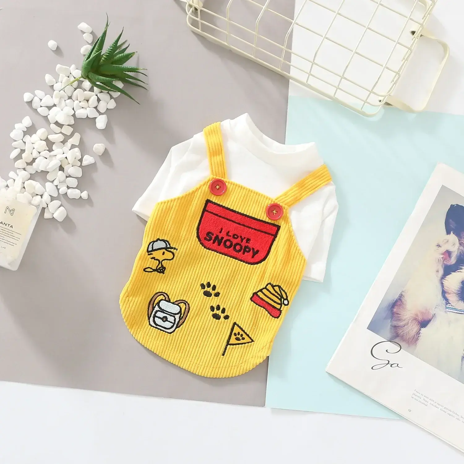 snoopy Summer New Cute Pet Cartoon Embroidered Dog Two-legged Clothes Pet Clothes Dog Clothes coat