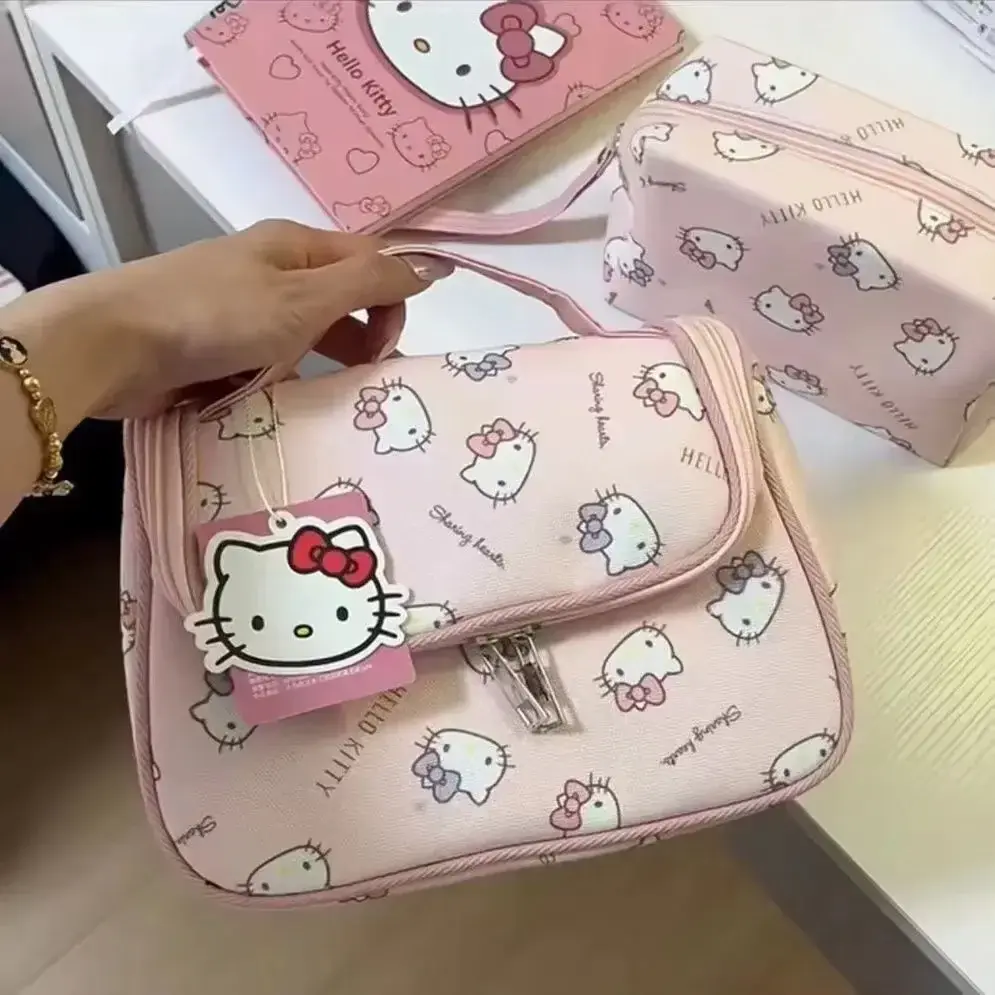 Sanrio hello kitty makeup cosmetic bag cute cartoon wash bag student travel storage bag handbag