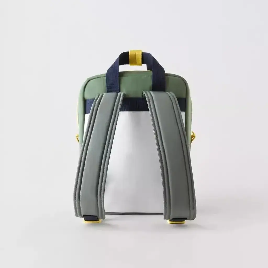 Snoopy Nylon Colorblock Green Backpack Embroidered childrens Schoolbag Girls Boys Baby Shoulder Bag Fashion Handbag