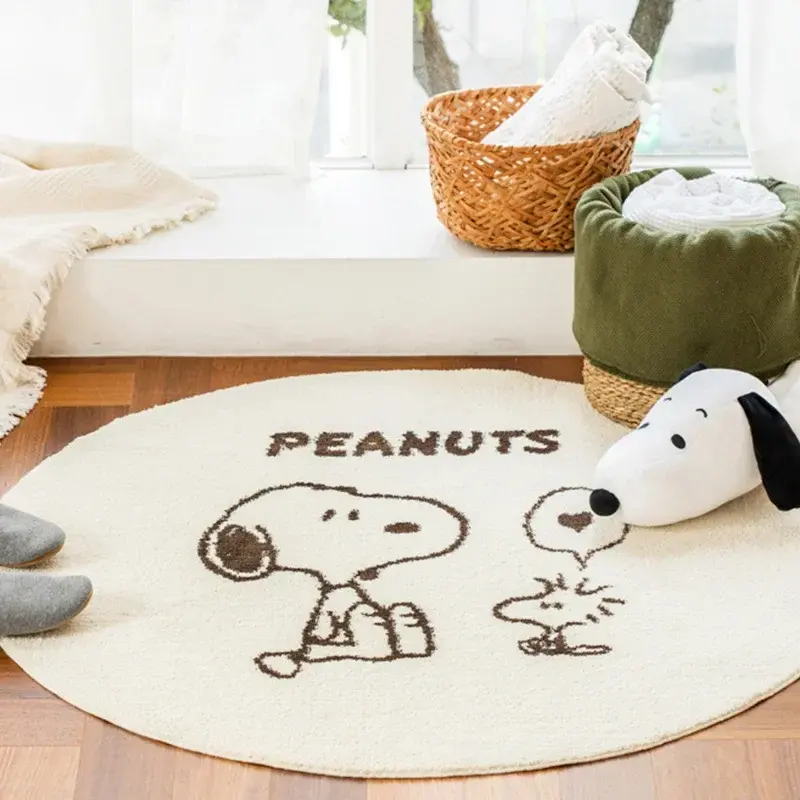 Snoopy Imitation cashmere round carpet home children's room non-slip absorbent carpet new mat