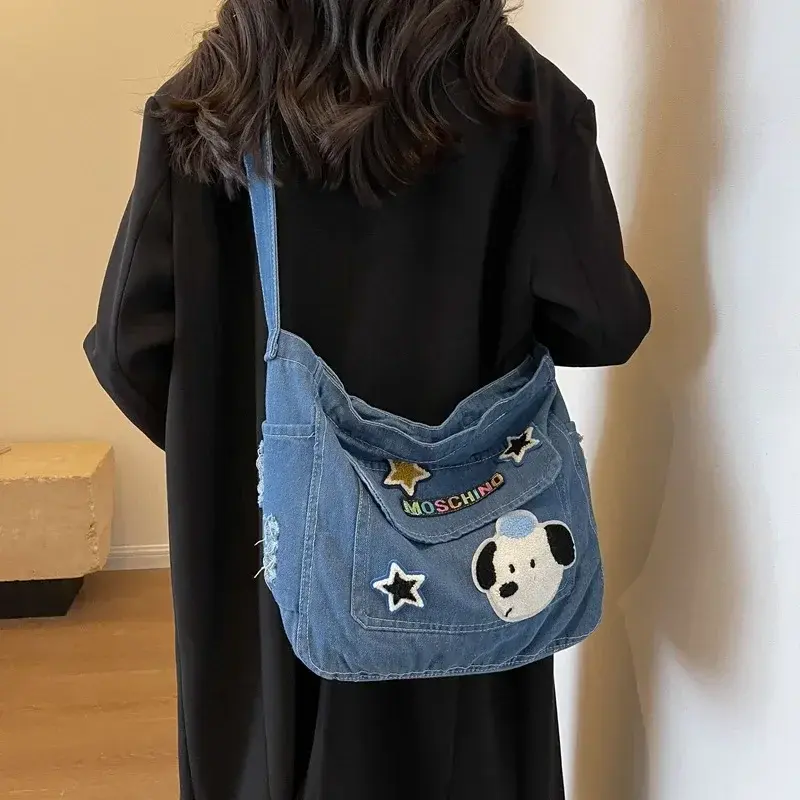 Snoopy Cute Girl Cowboy Messenger Bag Female Large Capacity Postman Canvas Cross body Shoulder Bag Student Casual Schoolbag