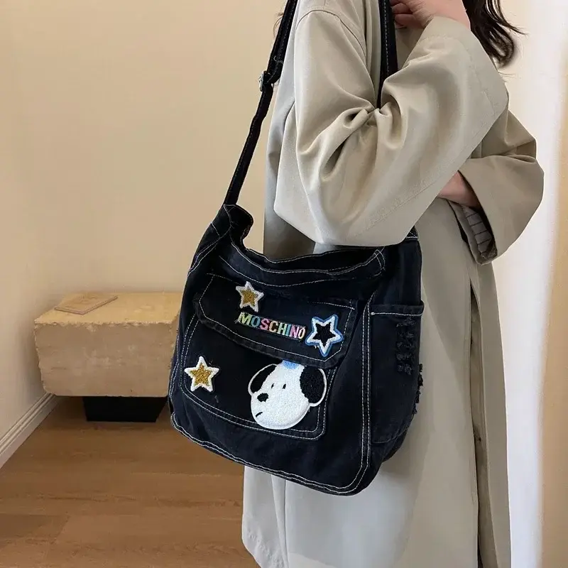 Snoopy Cute Girl Cowboy Messenger Bag Female Large Capacity Postman Canvas Cross body Shoulder Bag Student Casual Schoolbag