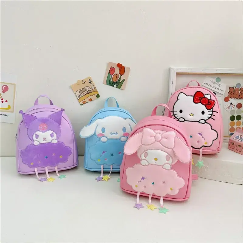 Sanrio hello kitty children backpack kuromi pu schoolbag princess doll accessories handbag kindergarten girl travel shoulder bag