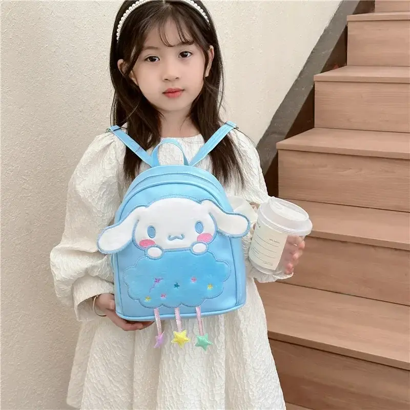 Sanrio hello kitty children backpack kuromi pu schoolbag princess doll accessories handbag kindergarten girl travel shoulder bag