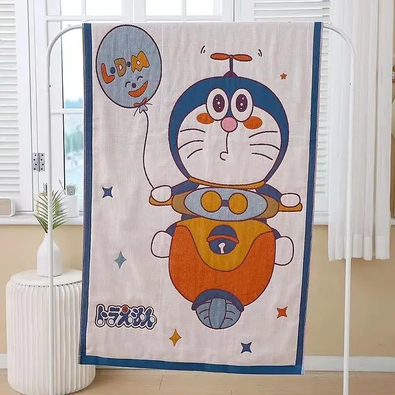 Doraemon Cotton bath towel for men and women large 80x160cm cartoon water-absorbing and quick-drying gauze bath towel