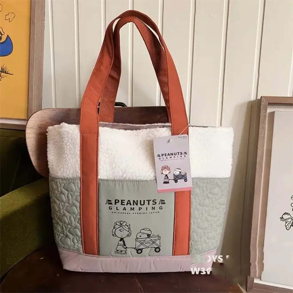 Cartoon Snoopy Plush Embroidered Shoulder Bag Large Capacity Fashion Tote Travel handbag