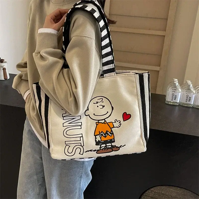 Cartoon Cute Handbag Snoopy New girl Canvas Shoulder Bag storage Tote Bag