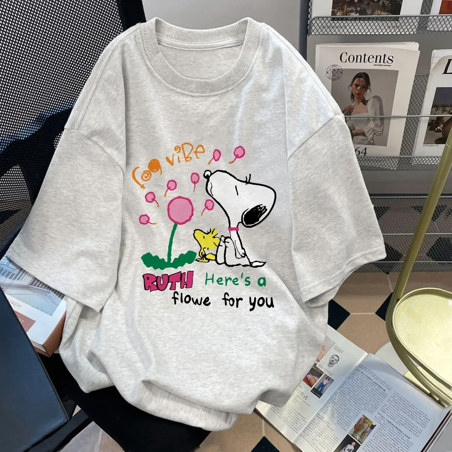 Snoopy Japanese Cartoon Short Sleeve T-Shirt Men's and Women's Cotton Summer New Student Top