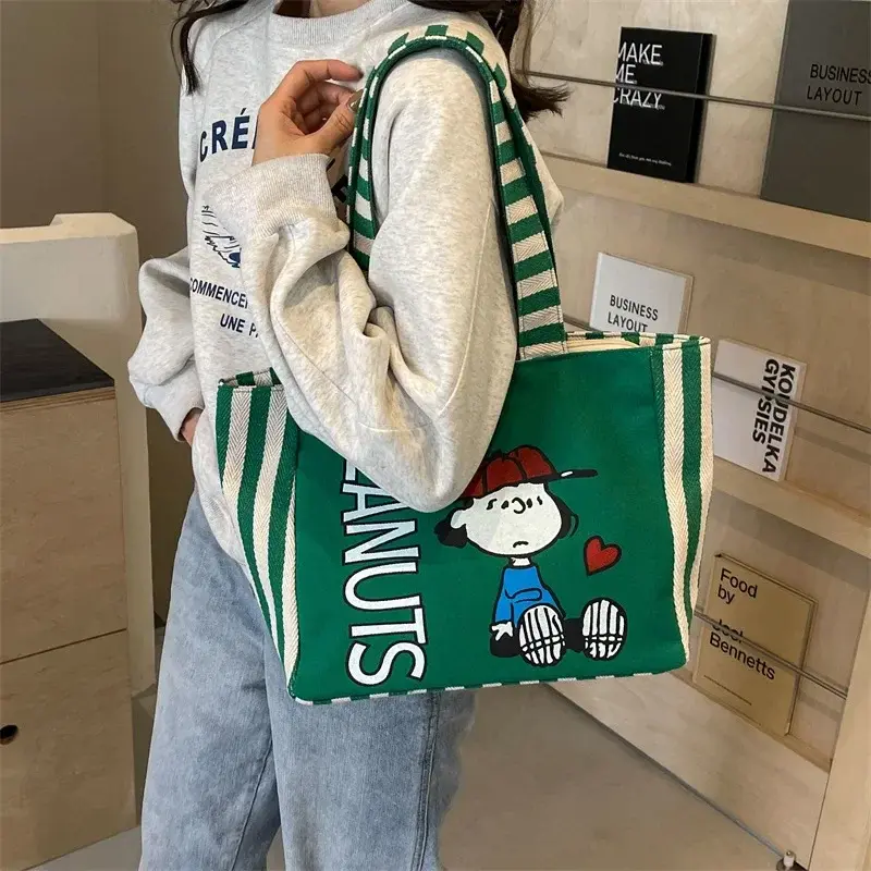 Cartoon Cute Handbag Snoopy New girl Canvas Shoulder Bag storage Tote Bag