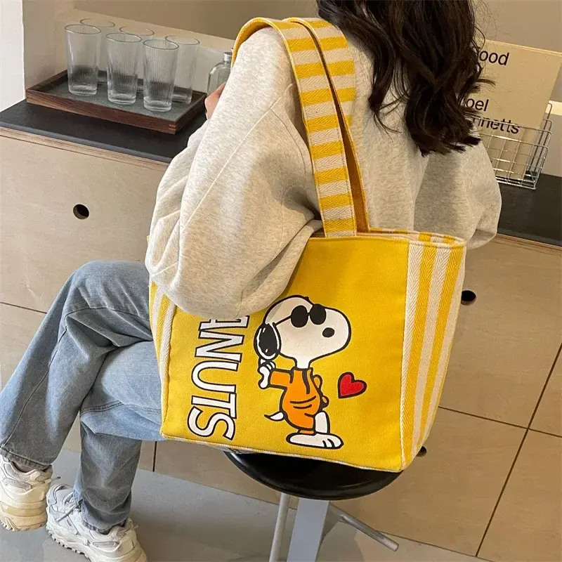 Cartoon Cute Handbag Snoopy New girl Canvas Shoulder Bag storage Tote Bag