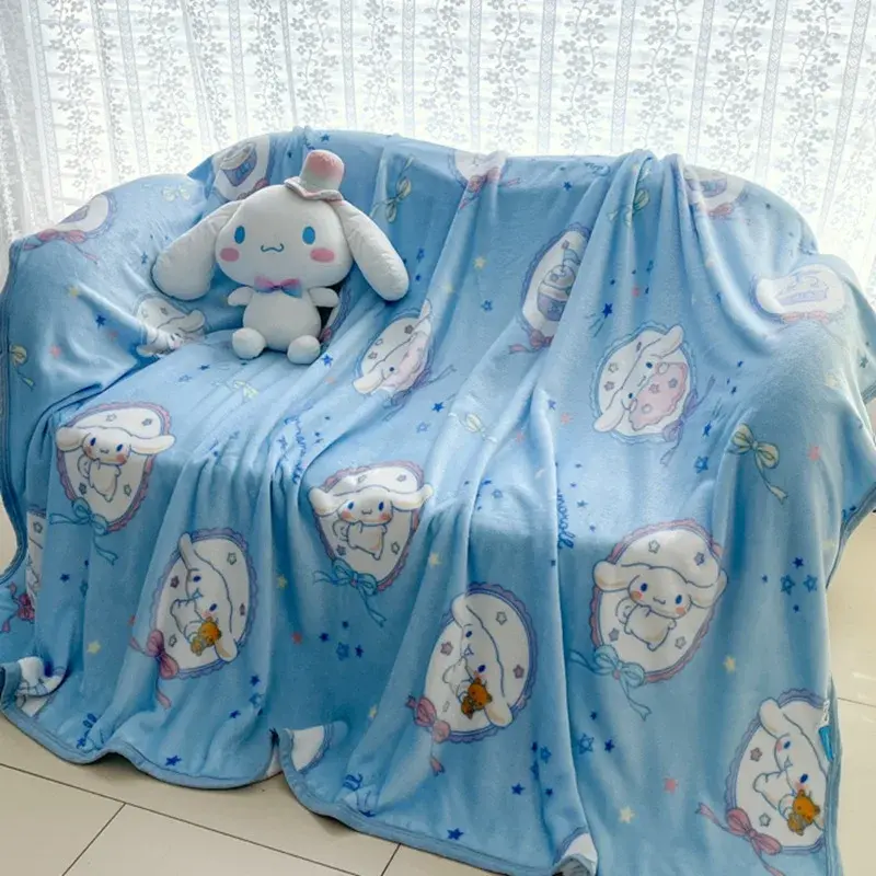 Sanrio hello kitty cartoon blanket boy girl kuromi milk fleece double sided blanket children's cute nap blanket sheet quilt