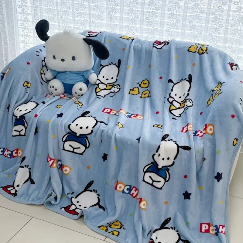 Sanrio hello kitty cartoon blanket boy girl kuromi milk fleece double sided blanket children's cute nap blanket sheet quilt