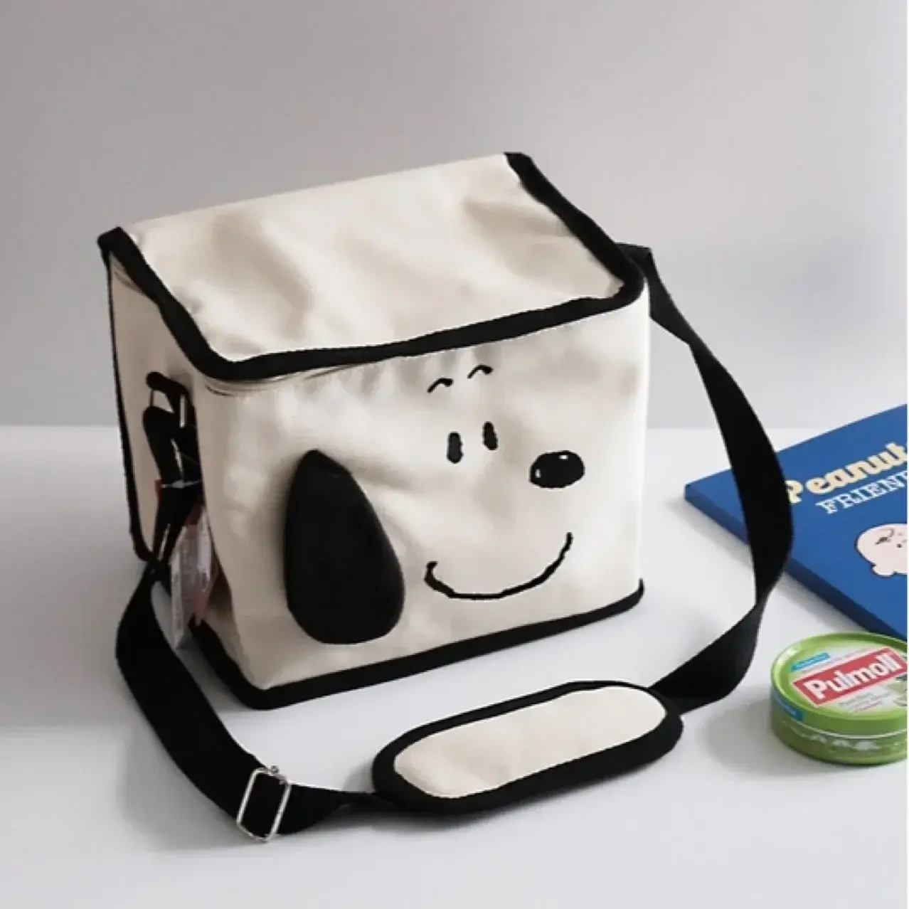 Snoopy Outdoor Picnic Shoulder messenger Bag Cross-body Thermal Insulation Bag Student Cartoon Cute Lunch box Bag storage