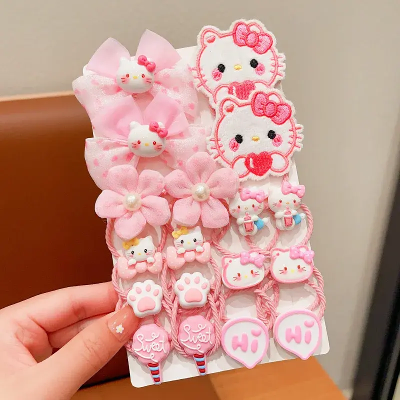 Sanrio Melody Cute Hairpin kids Cartoon kuromi Rubber band hello kitty hair ring rope New Girl baby Hair Accessories hair clip