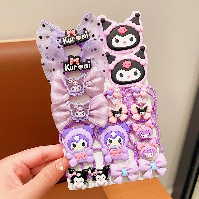 Sanrio Melody Cute Hairpin kids Cartoon kuromi Rubber band hello kitty hair ring rope New Girl baby Hair Accessories hair clip