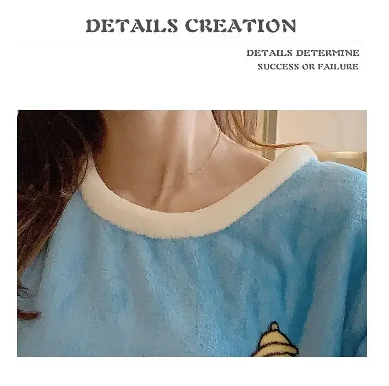 Nightdress women Autumn and Winter Cute Pajamas Cartoon Doraemon Mid-length Long-sleeved girl Loose Pajamas