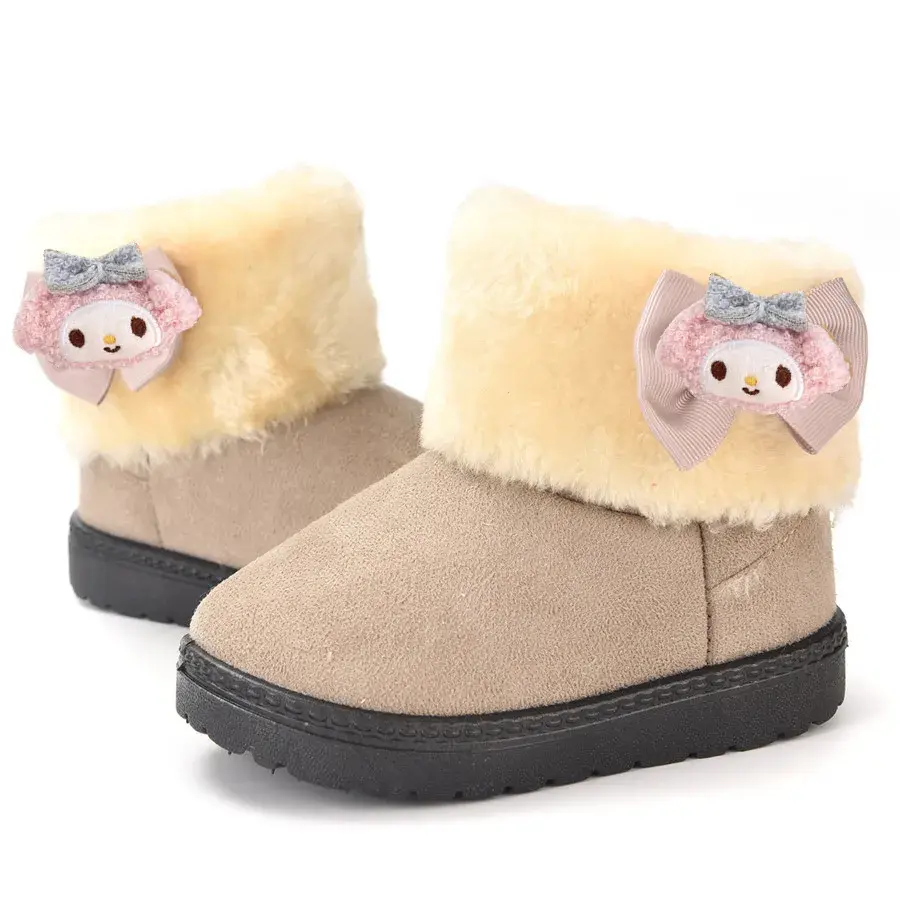 Sanrio hello kitty kuromi winter cotton boots children in the snow girl baby thicken casual shoes plus velvet warm cotton shoes