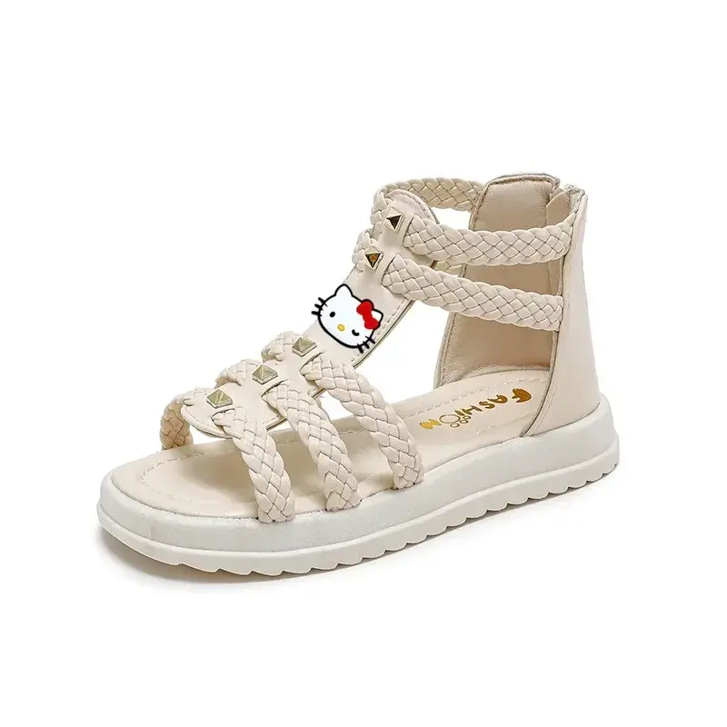 Sanrio hello kitty girls sandals summer new fashion peep toe princess shoes kids soft sole girls baby beach shoes