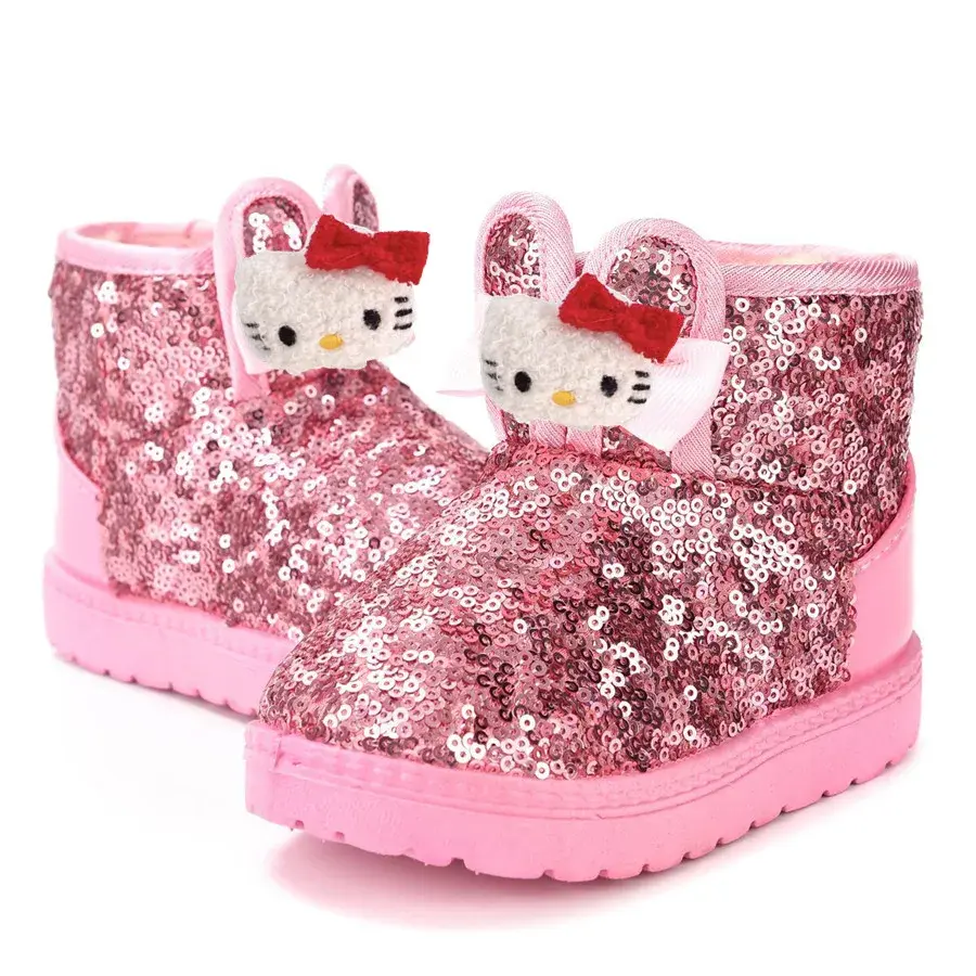 Sanrio hello kitty children boots winter kuromi sequins bunny ears cute girls cinnamon mellotti cotton boots baby casual shoes