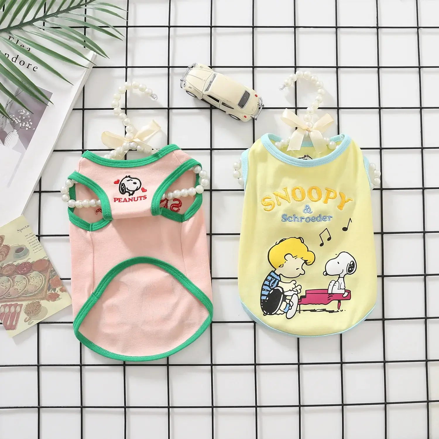 Snoopy Embroidered summer T-Shirt Short Sleeve Sleeveless Vest Pet Clothes Dog Sleeveless Vest Pet Embroidered T-Shirt