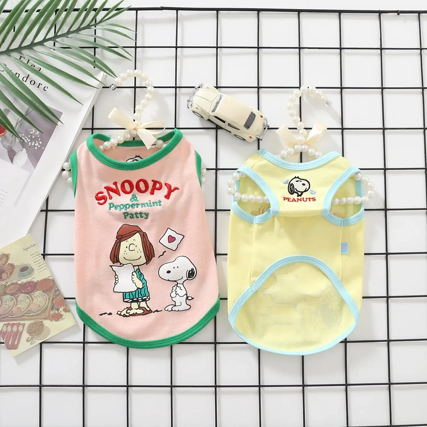 Snoopy Embroidered summer T-Shirt Short Sleeve Sleeveless Vest Pet Clothes Dog Sleeveless Vest Pet Embroidered T-Shirt