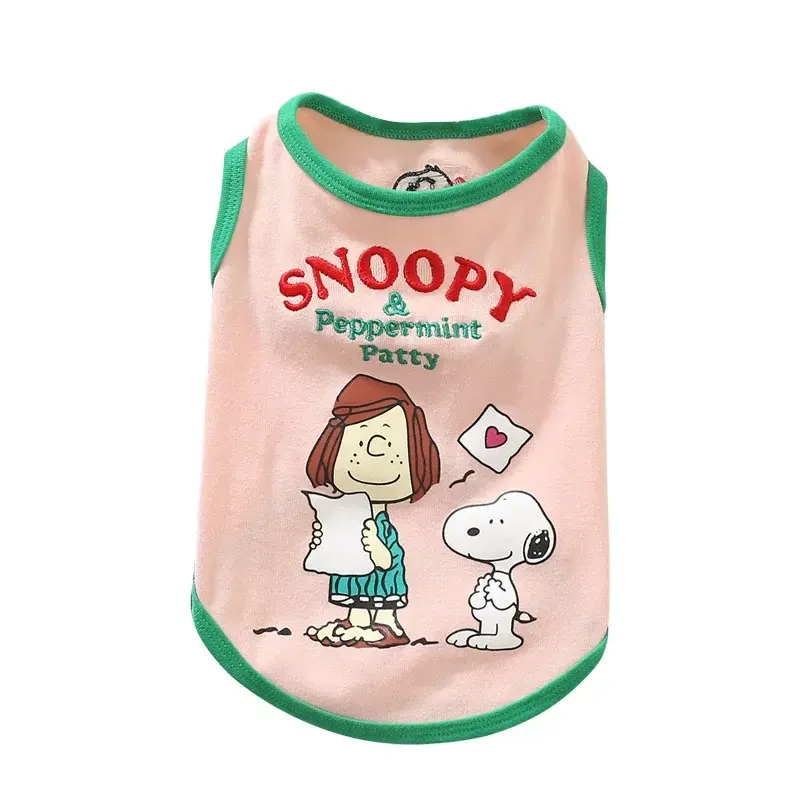 Snoopy Embroidered summer T-Shirt Short Sleeve Sleeveless Vest Pet Clothes Dog Sleeveless Vest Pet Embroidered T-Shirt
