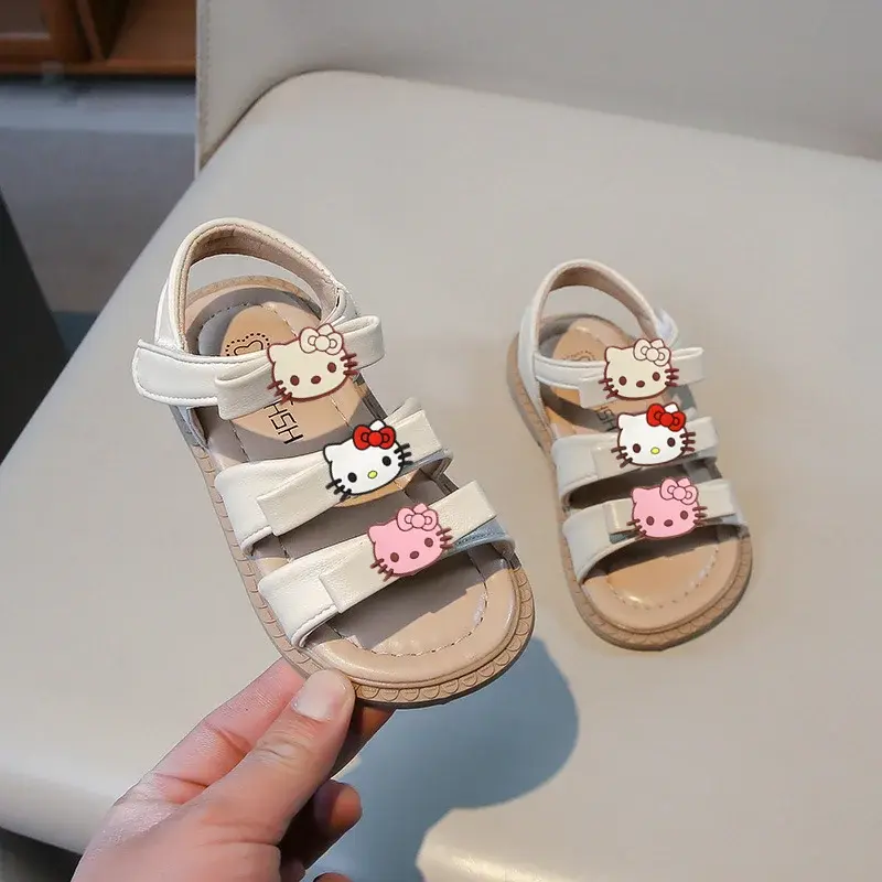 Sanrio girls toddler shoes boys summer slippers girls bow princess beach shoes hello kitty new baby soft sandals 1-3 years old