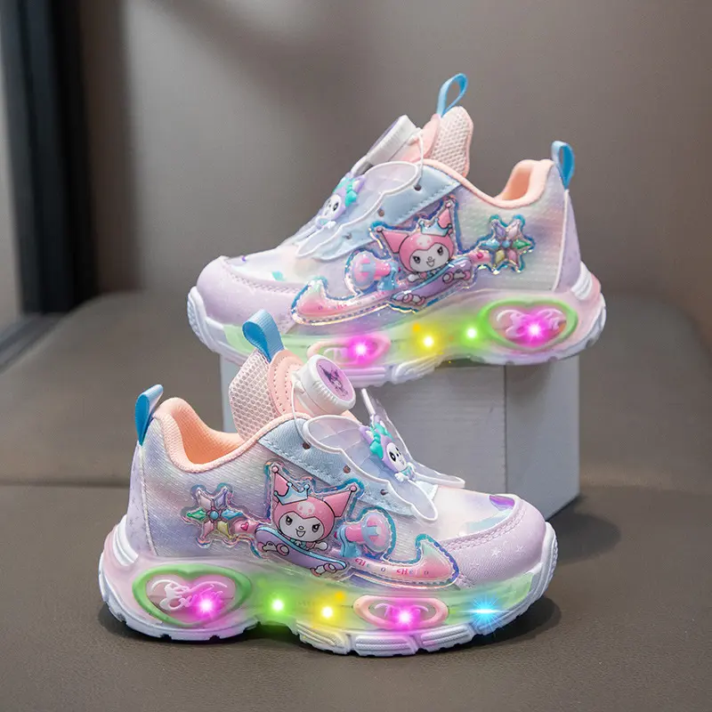 Sanrio Spring/Summer Swivel Button Casual Shoes hello kitty Girl Mesh Breathable Sneakers Melody sports Shoes Kids Running Shoes