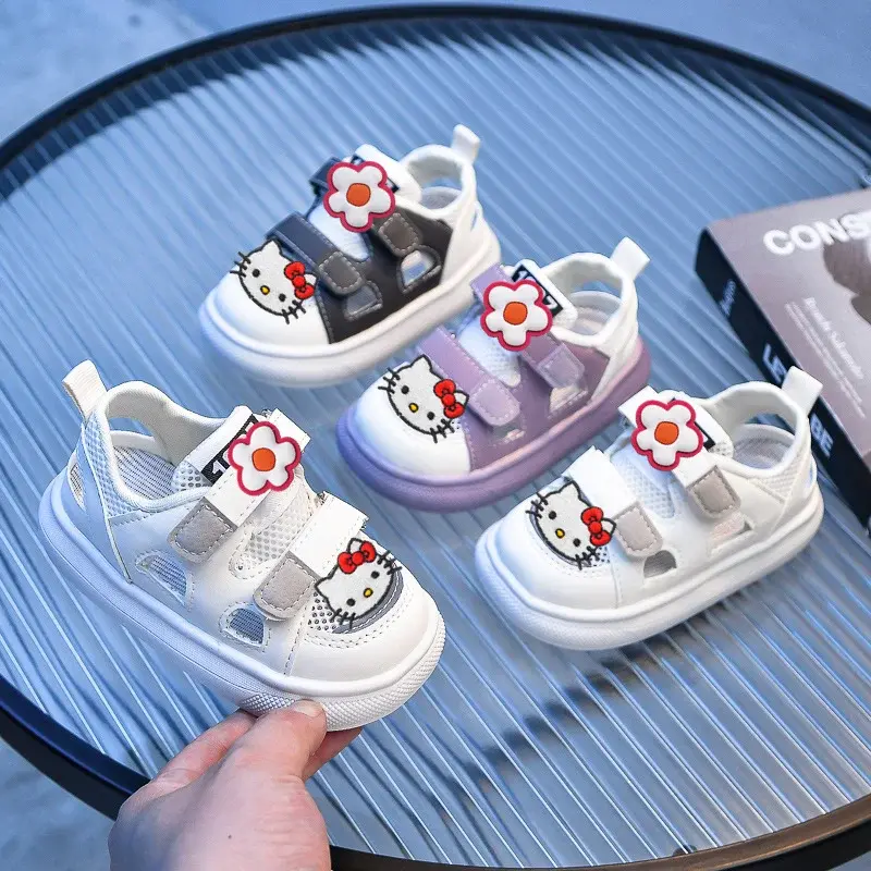 Sanrio hello kitty summer new kids sandals girl baby soft sole hollow net casual shoes boy breathable sports shoes toddler shoes
