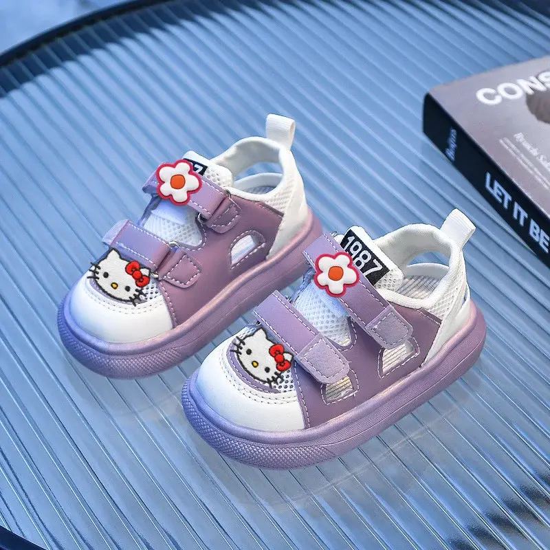Sanrio hello kitty summer new kids sandals girl baby soft sole hollow net casual shoes boy breathable sports shoes toddler shoes