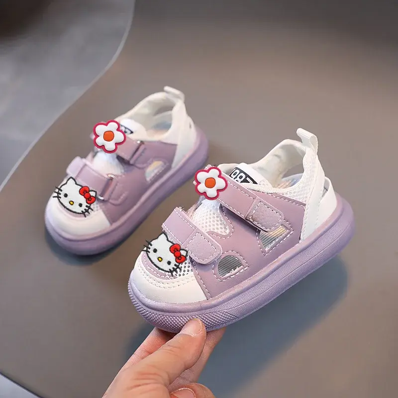Sanrio hello kitty summer new kids sandals girl baby soft sole hollow net casual shoes boy breathable sports shoes toddler shoes