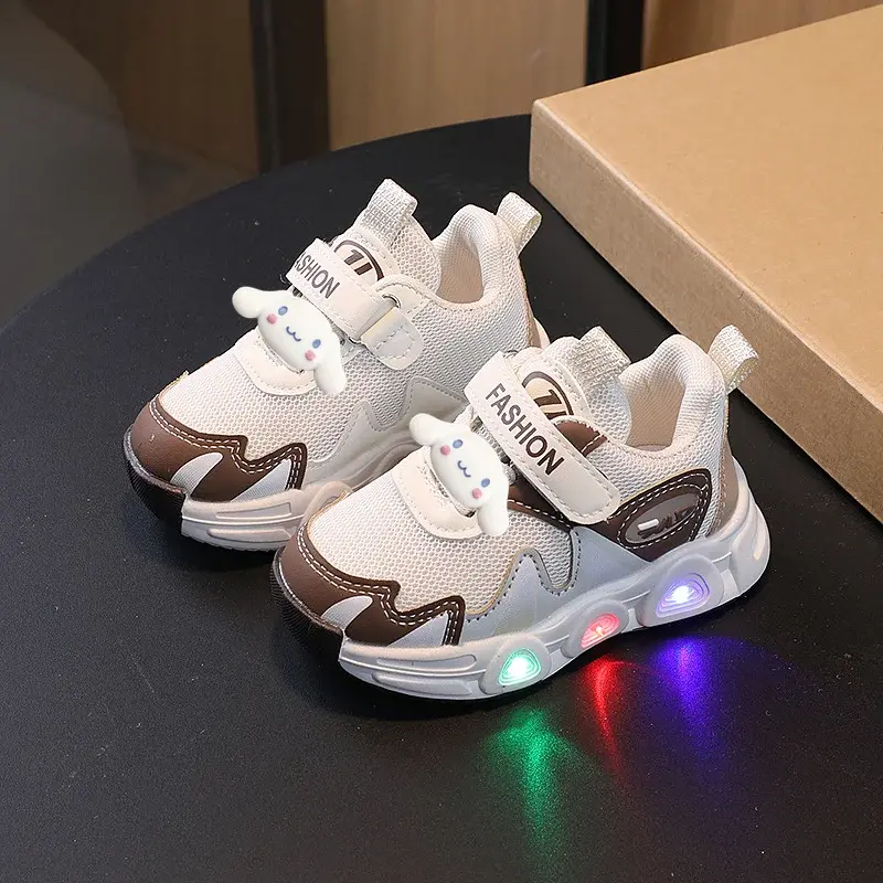 Sanrio luminous Sneakers hello kitty baby toddler shoes children mesh breathable Casual shoes boy girl  non-slip running shoes