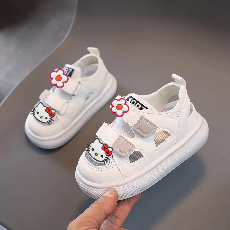 Sanrio hello kitty summer new kids sandals girl baby soft sole hollow net casual shoes boy breathable sports shoes toddler shoes