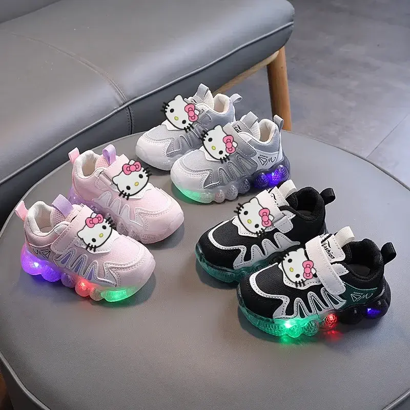 Sanrio boy non-slip mesh Casual shoes spring Summer Sneakers hello kitty kids breathable Lights running shoes girl toddler shoes