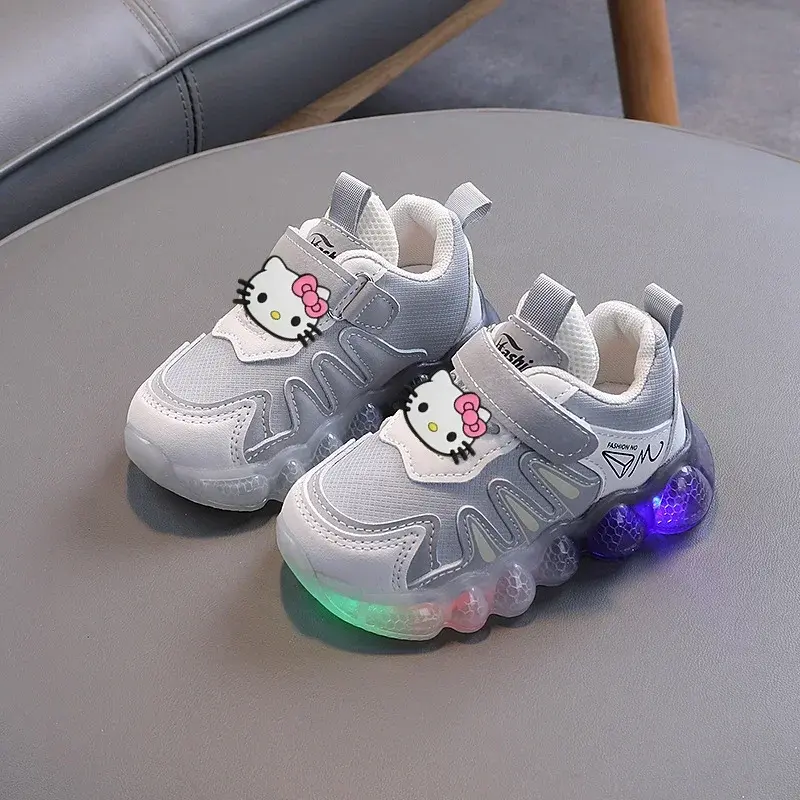 Sanrio boy non-slip mesh Casual shoes spring Summer Sneakers hello kitty kids breathable Lights running shoes girl toddler shoes