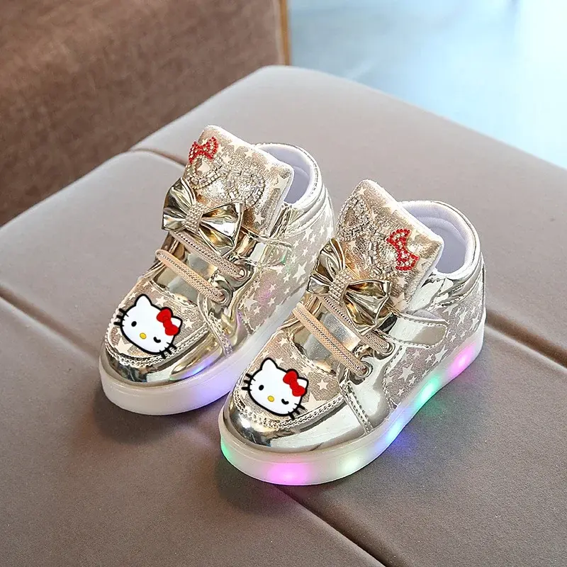 Sanrio spring autumn new Hello Kitty flashing lights girls casual shoes LED Melody sneakers boysgirls shoes sneakers