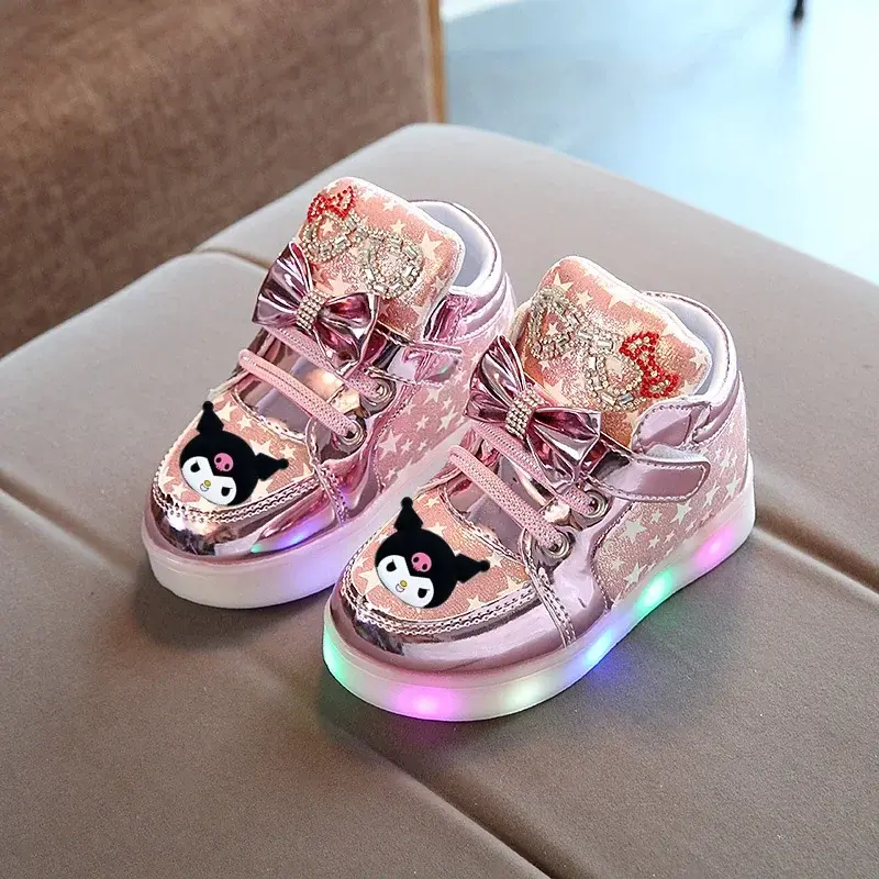 Sanrio spring autumn new Hello Kitty flashing lights girls casual shoes LED Melody sneakers boysgirls shoes sneakers