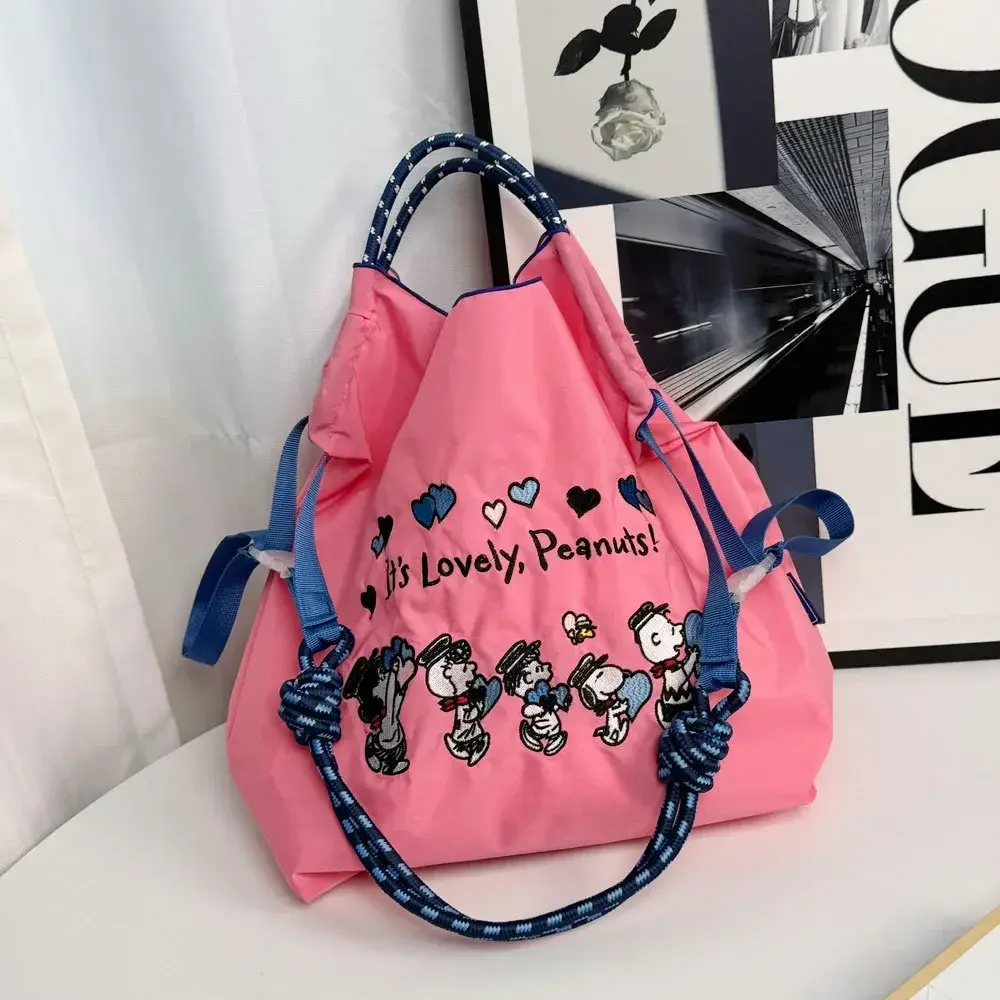 Snoopy Embroidered Nylon Shopping storage Bag Large Capacity Nylon Handbag messenger Shoulder Cross Body Bag