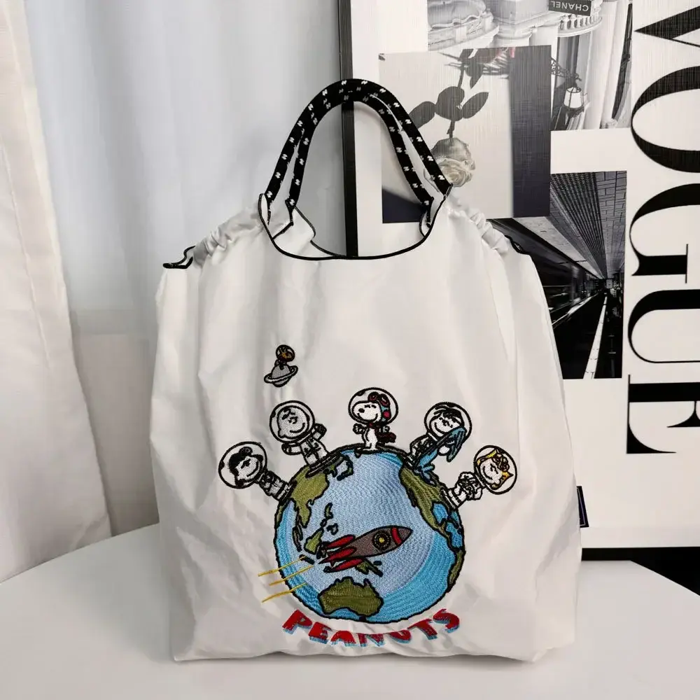 Snoopy Embroidered Nylon Shopping storage Bag Large Capacity Nylon Handbag messenger Shoulder Cross Body Bag
