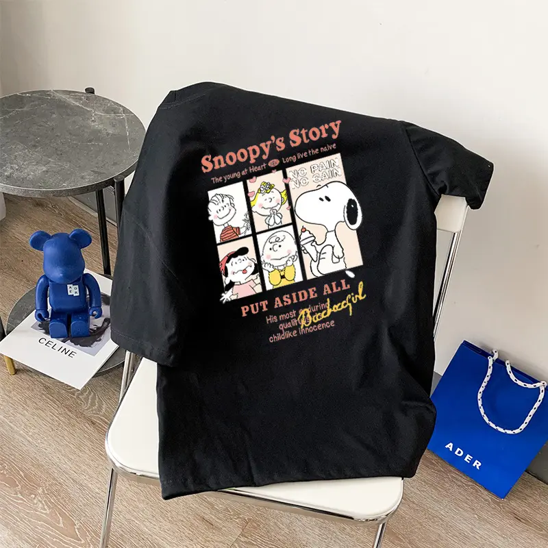 Snoopy short-sleeved T-shirt women's  summer new loose white top student bottoming shirt