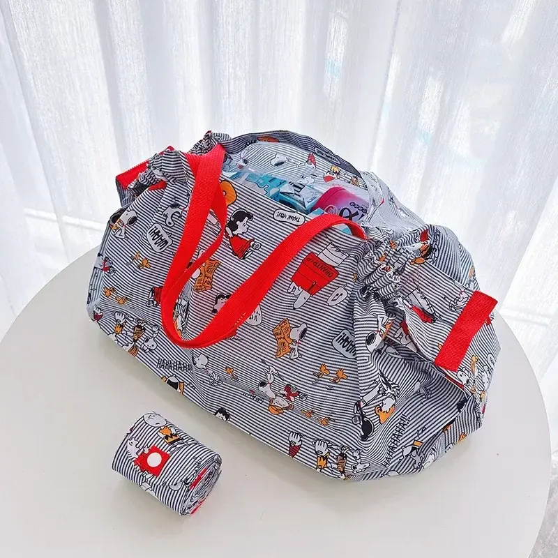 Snoopy Japanese Folding Shopping Bag One Shoulder Women's Fashion Cartoon Environmental Cloth Bag Portable Waterproof Travel